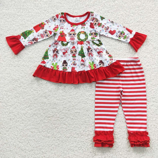 6 A27-1 Long Sleeve Christmas Stripe Set