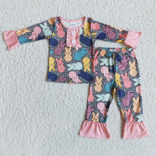 leopard peeps print girls easter pajama