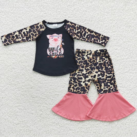 6 A29-1 Wild child leopard print pink pig suit