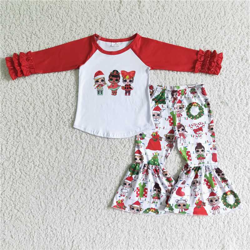6 A29-21 Big head baby red long-sleeved flared pants set
