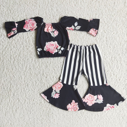 6 A29-2 floral striped pants suit