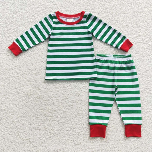 6 A8-11 green striped pajamas