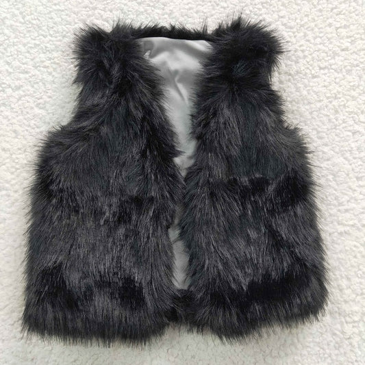 6 B0-3 Black Plush Vest Jacket
