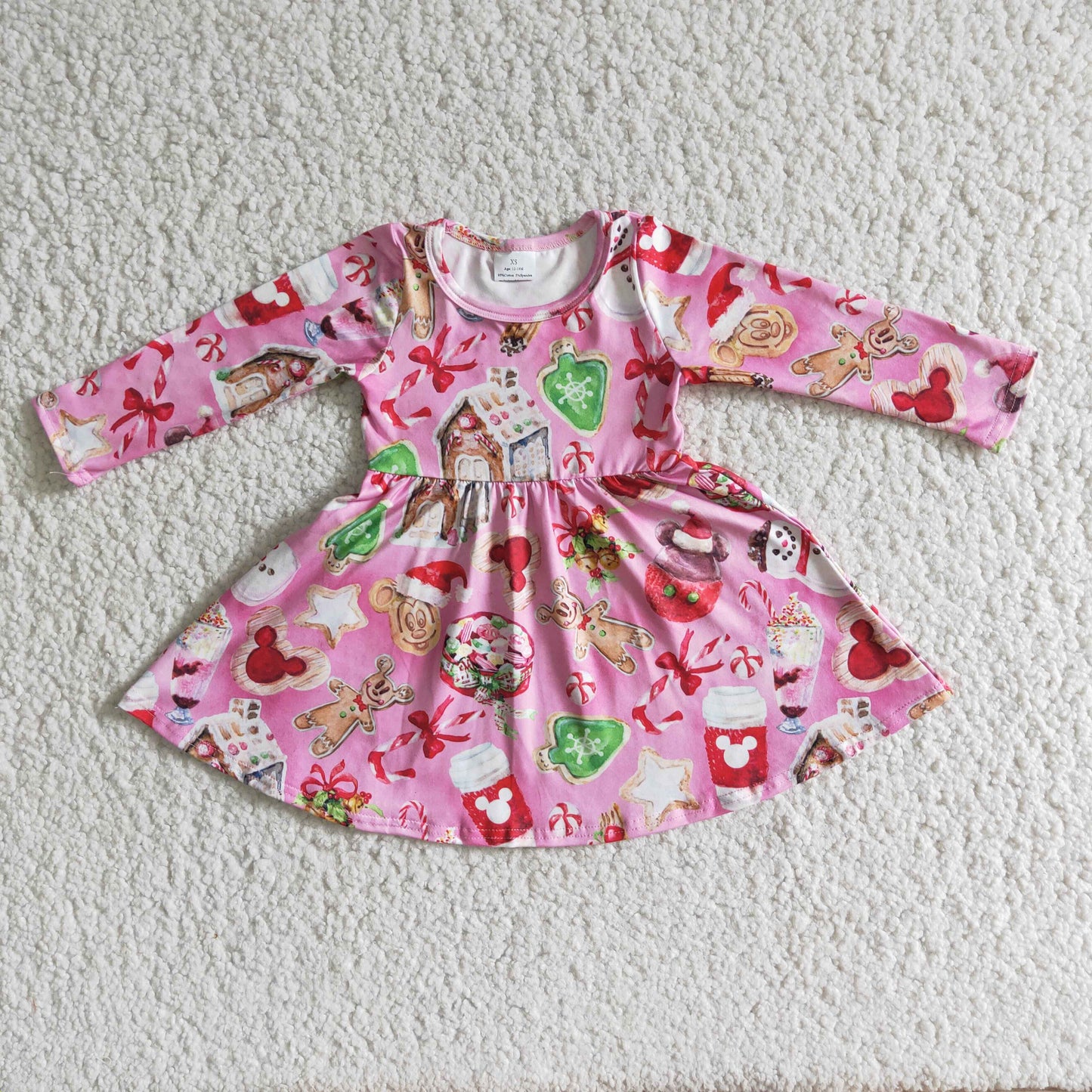 6 B1-3 Cartoon Christmas long sleeve dress