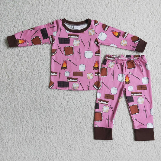 6 B3-18 Flame Pink Long Sleeve Pajama Set
