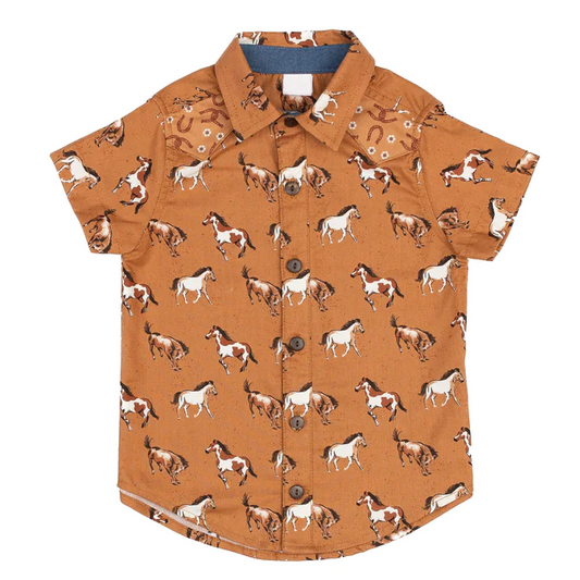 preorder BT0638 Horse brown short-sleeved top