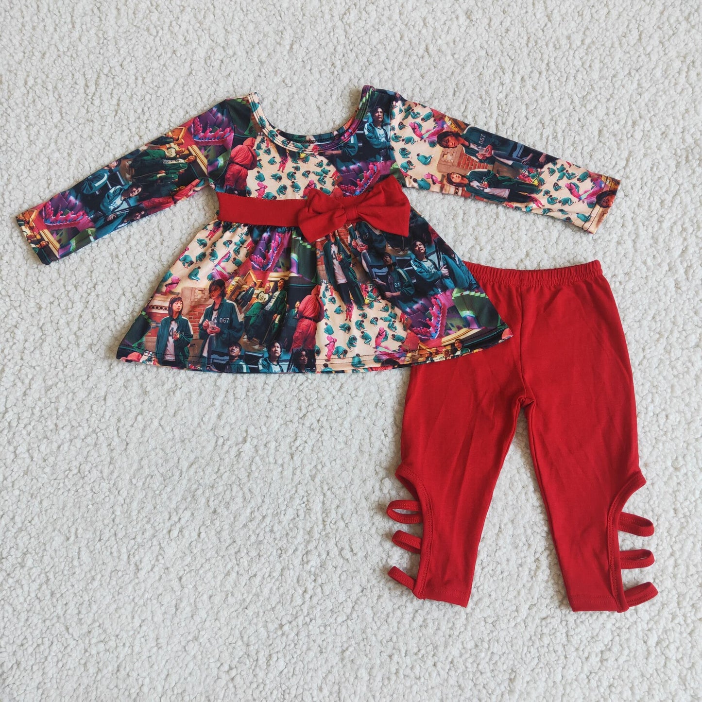 6 C8-23 Red Girls Long Sleeve Suit