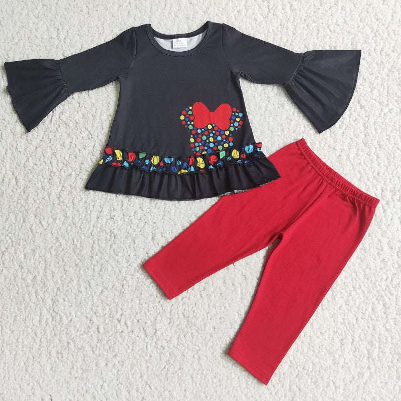 6 C8-36 Bow black top and red pants suit