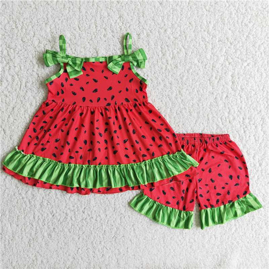 D7-30 Summer watermelon suit red suspender suit D 7.12