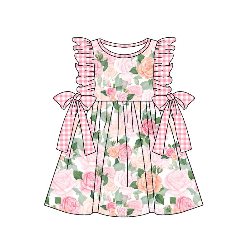 pre-order GSD1002 toddler girls clothes light pink flower summer sleeveless dress