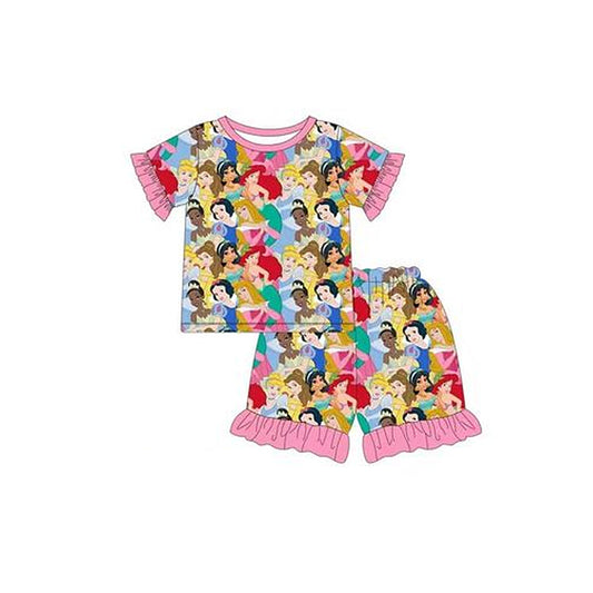 presale GSSO1179 Princess Pink Lace Short Sleeve Shorts Pajama Set