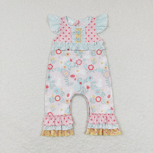 baby girl easter rabbit floral ruffle romper