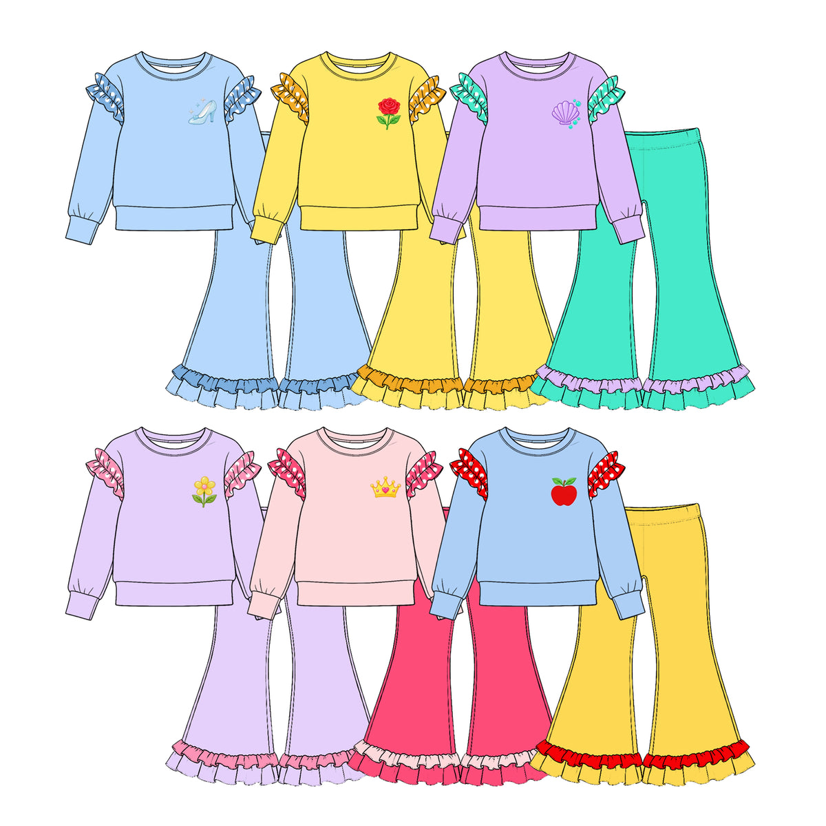 Pre order solid color princess outfit girls clothing