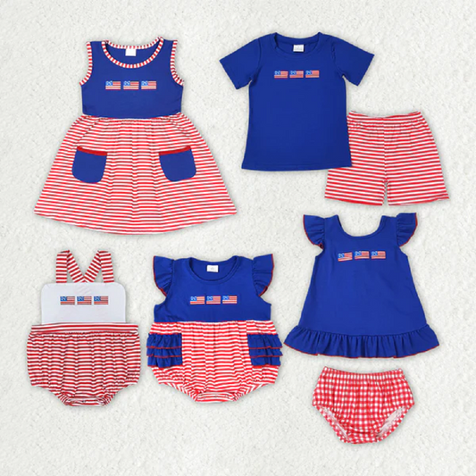 Match Baby Girls Boys 4th Of July Flags Sibling Clothing Sets