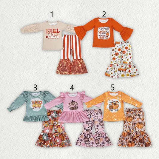 Sibling Baby Girls Fall Shirt Bell Pants Outfits Sets D 6.27