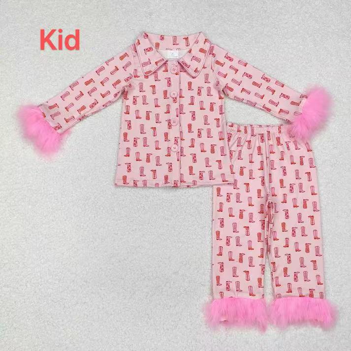 Mommy And Me Baby Girls Adult Christmas Balls Fur Tops Pants Pajamas D 926