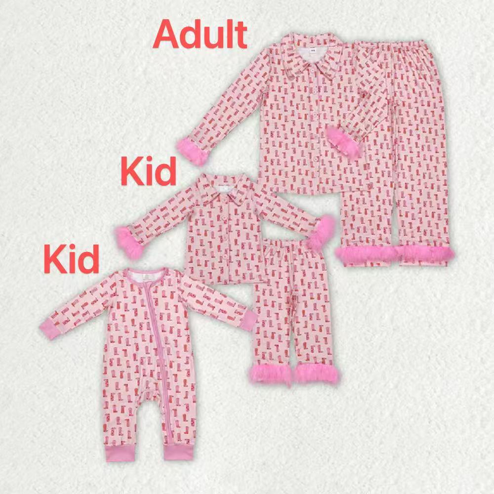 Mommy And Me Baby Girls Adult Christmas Balls Fur Tops Pants Pajamas D 926