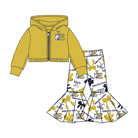 Custom baby girls Little Elm Lobos team set MOQ3 D 8.1