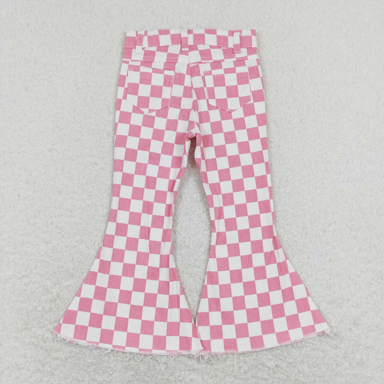 P0348 Pink and white plaid denim trousers D 904