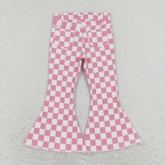 P0348 Pink and white plaid denim trousers D 904