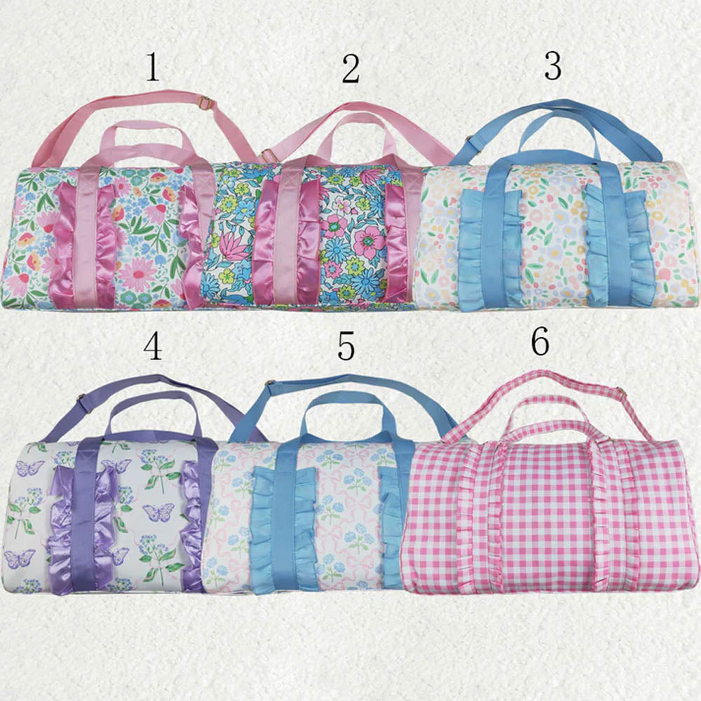 Sibling Ruffle Floral Print Gym Duffle Bags D 7.8