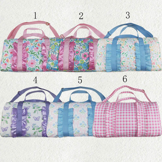 Sibling Ruffle Floral Print Gym Duffle Bags D 7.8