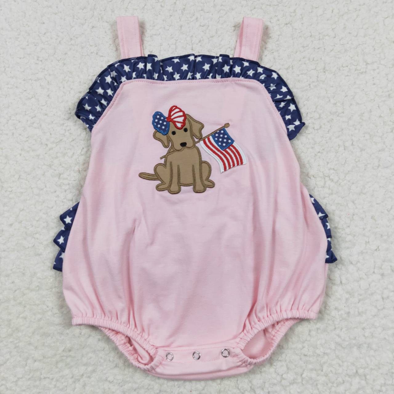SR0332 National Day Embroidered Puppy Pink Jumpsuit D 5.6