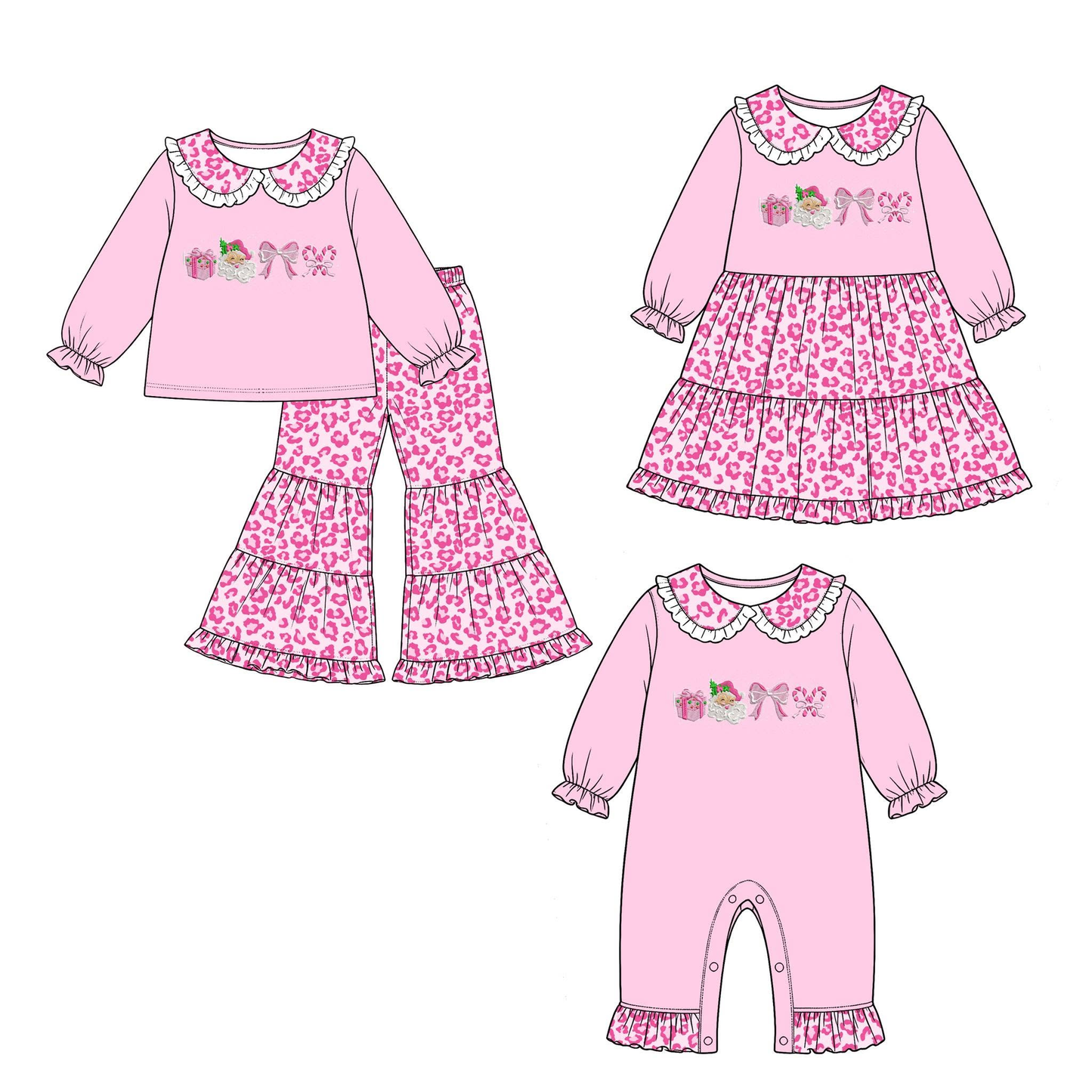 Pre order merry christmas pink leopard sibling clothing