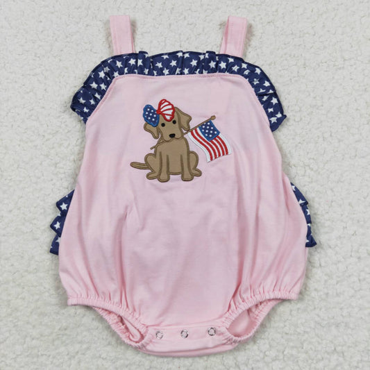 SR0332 National Day Embroidered Puppy Pink Jumpsuit D 5.6