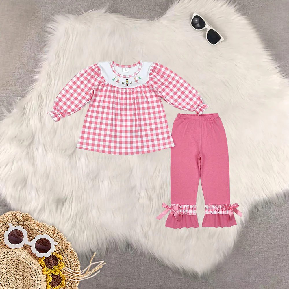 Sibling Baby Girls Christmas Trees Soldier Tunic Ruffle Pant Outfits Clothes Sets  D 6.16