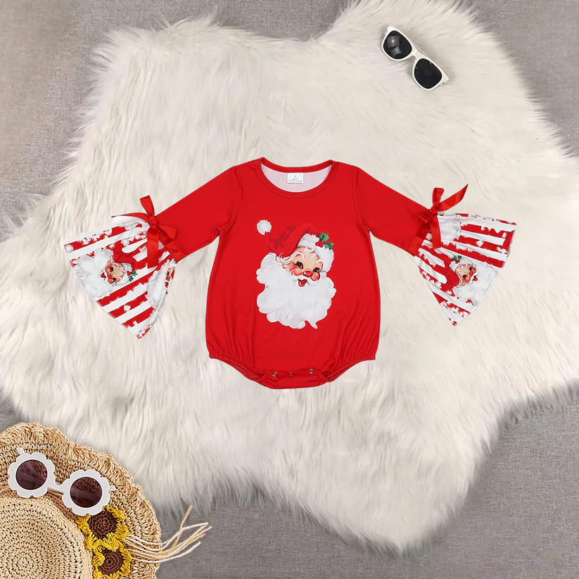 Match Santa Claus Striped Red Long Sleeve Trousers Set Romper D 5.26