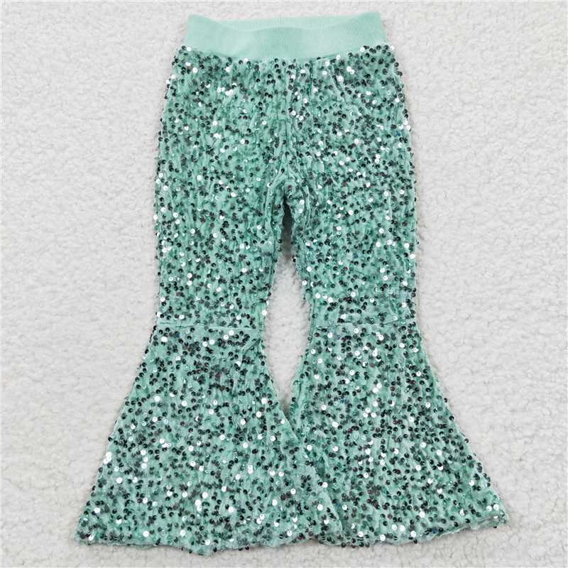 Match Hot Sale Baby Girls Toddler Brithday Party Sequin Glitter Bell Bottom Pants 1-7    D 6.25