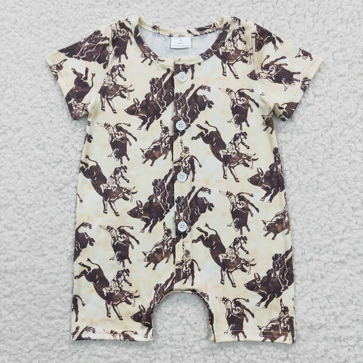 Match Baby Boys Western Buttons Summer Rompers D 4.19