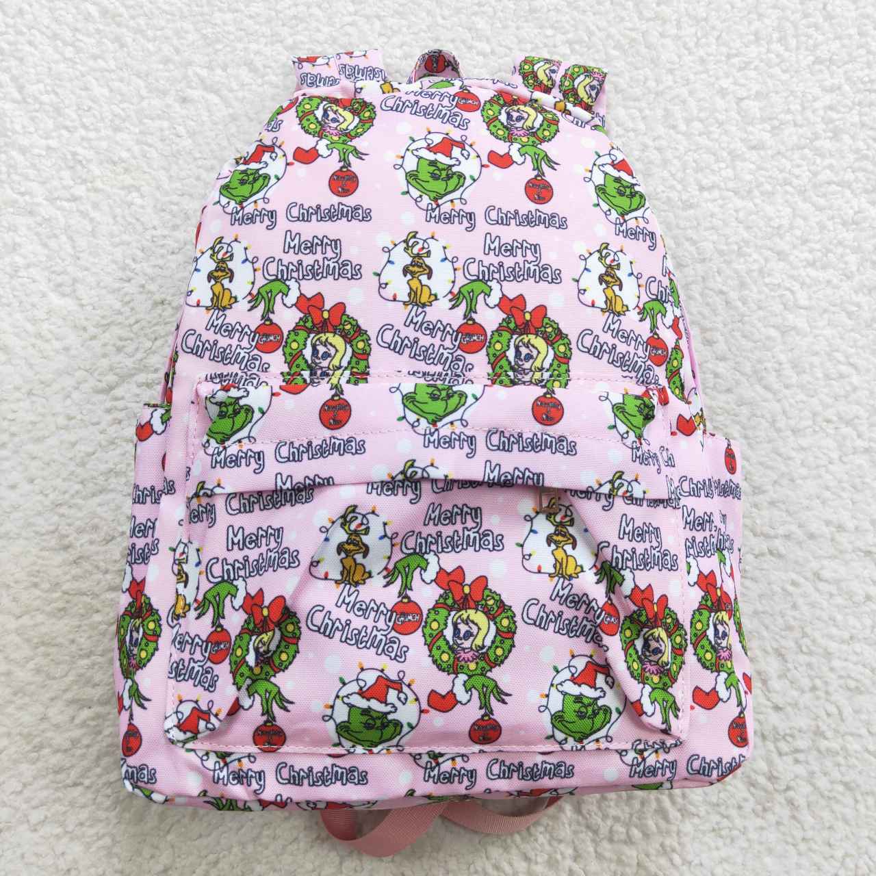 BA0148   merry christmas pink backpack