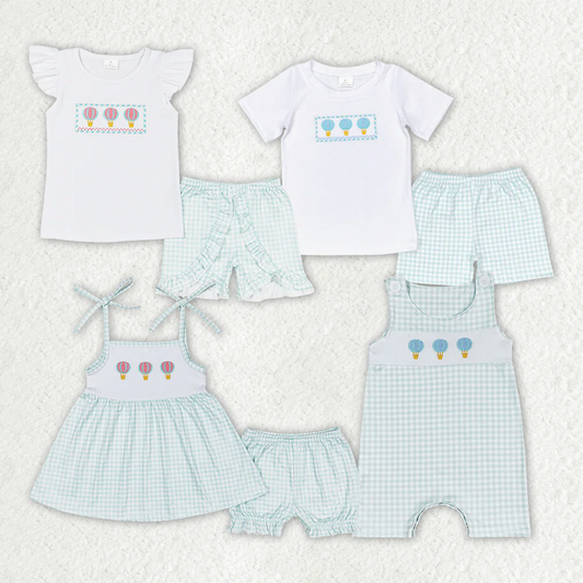 Sibling Boys Baby Girls Hot Balloons Rompers Shorts Sets