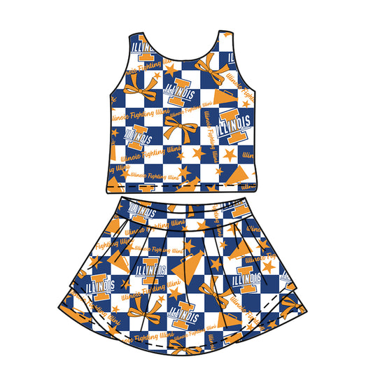 Custom  baby girl lllinois Fighting lllini  team dress  D 6.30