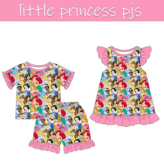 presale GSSO1179 Princess Pink Lace Short Sleeve Shorts Pajama Set