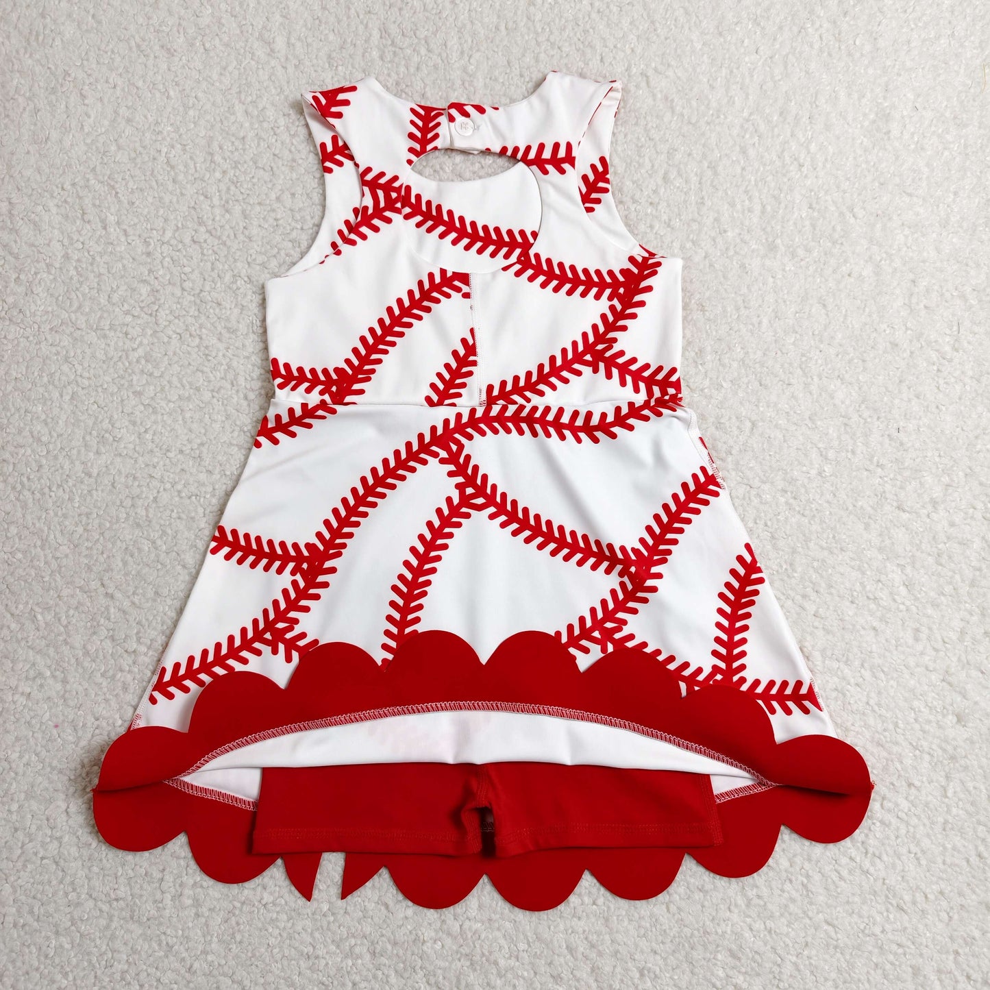 sleeveless baseball athletic scallop dress