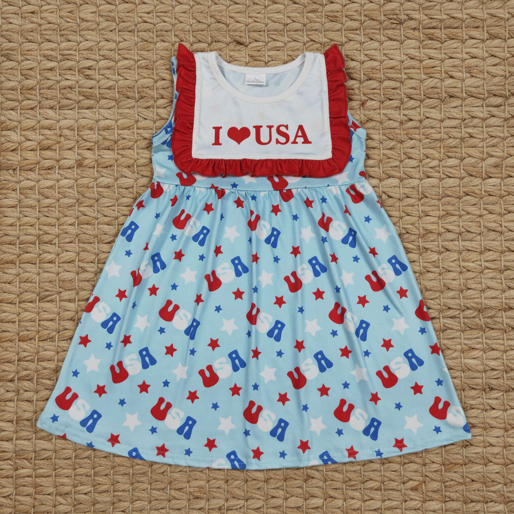 GSD4002 I love USA stars girl dress