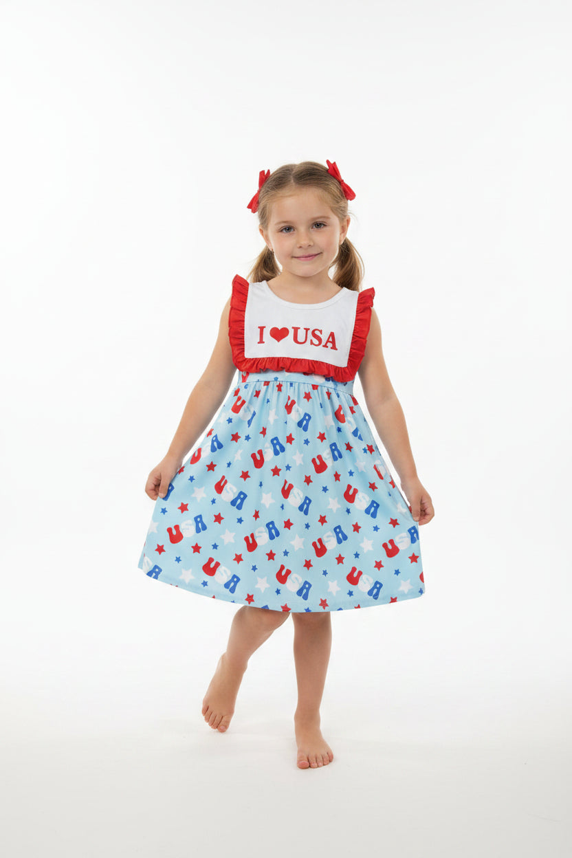 GSD4002 I love USA stars girl dress