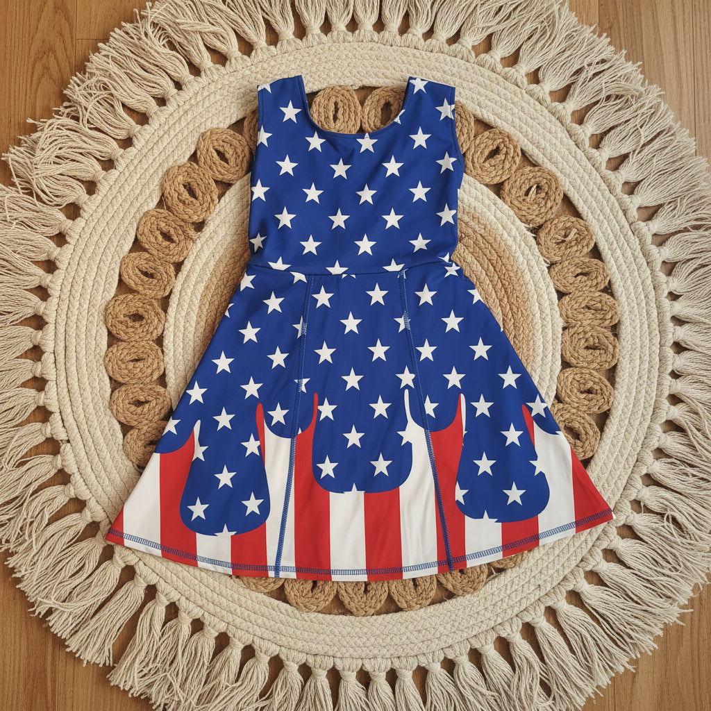 4th of july stars stripes drip athletic active skort dress