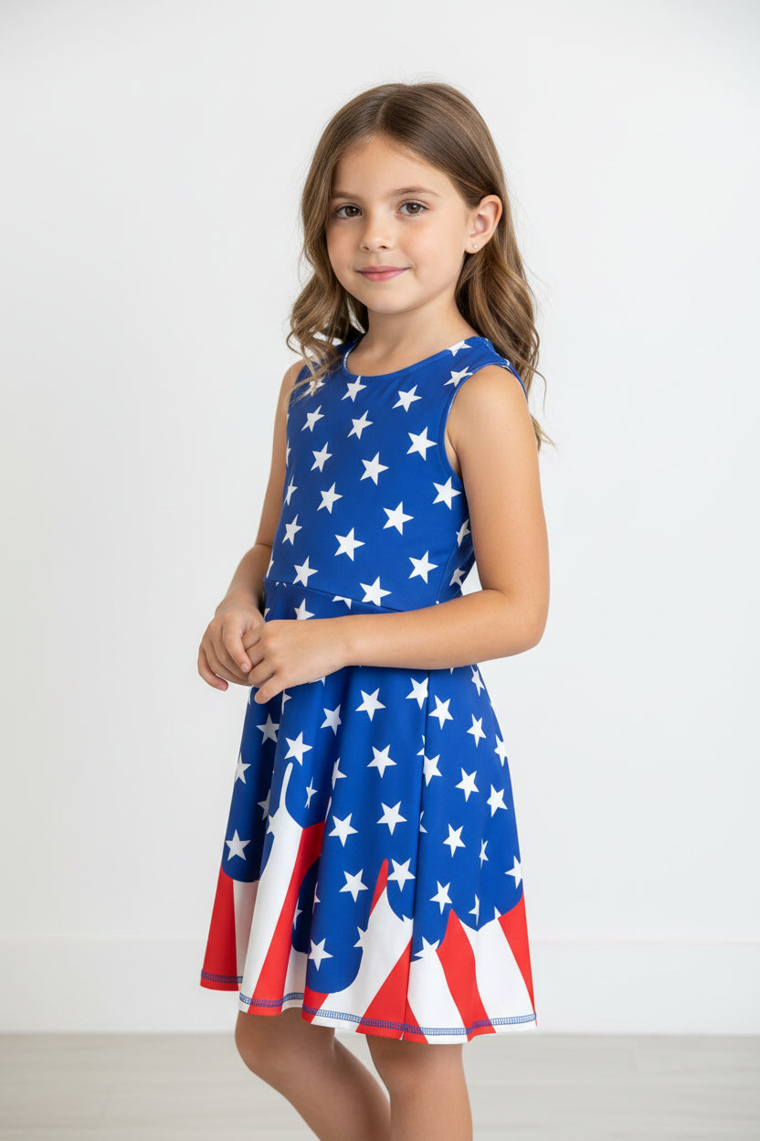 4th of july stars stripes drip athletic active skort dress