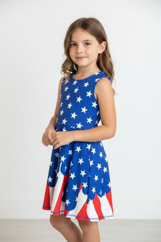4th of july stars stripes drip athletic active skort dress