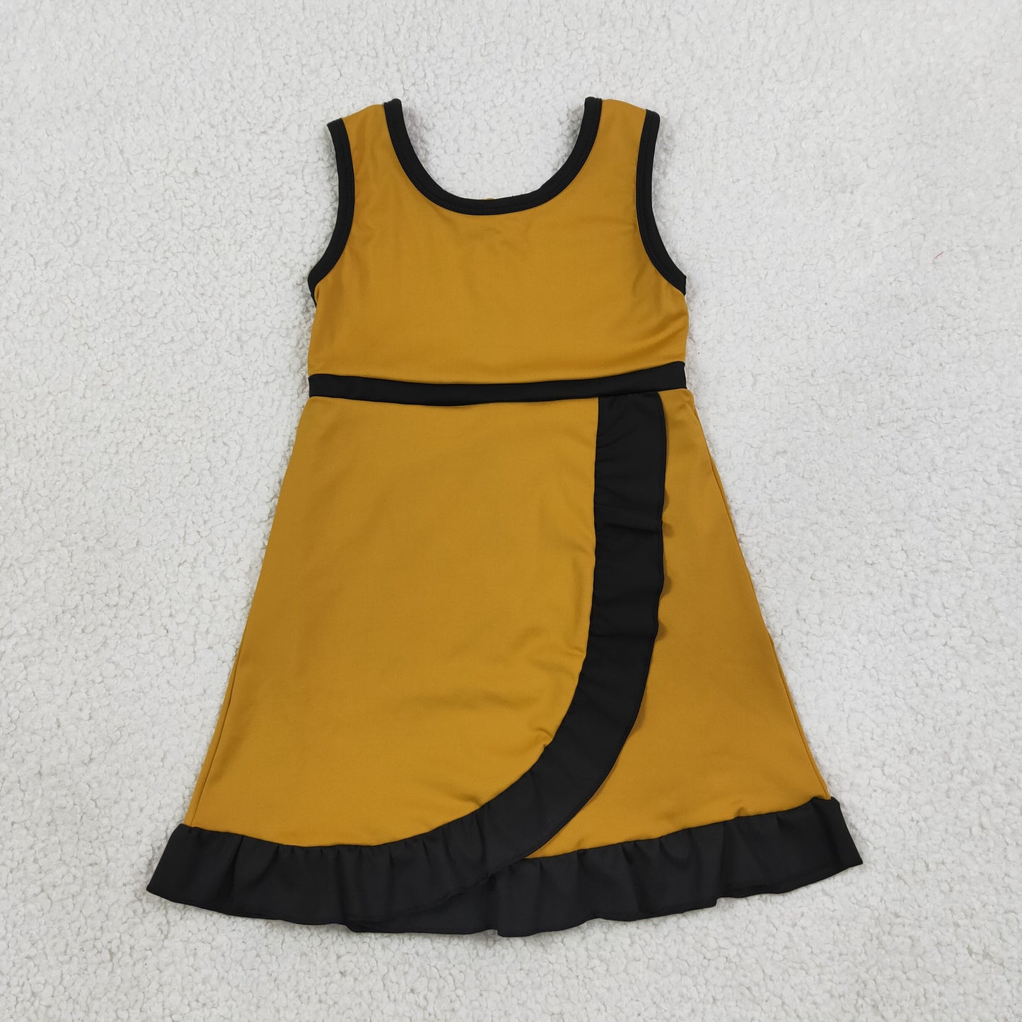 solid gold black ruffle athletic dress