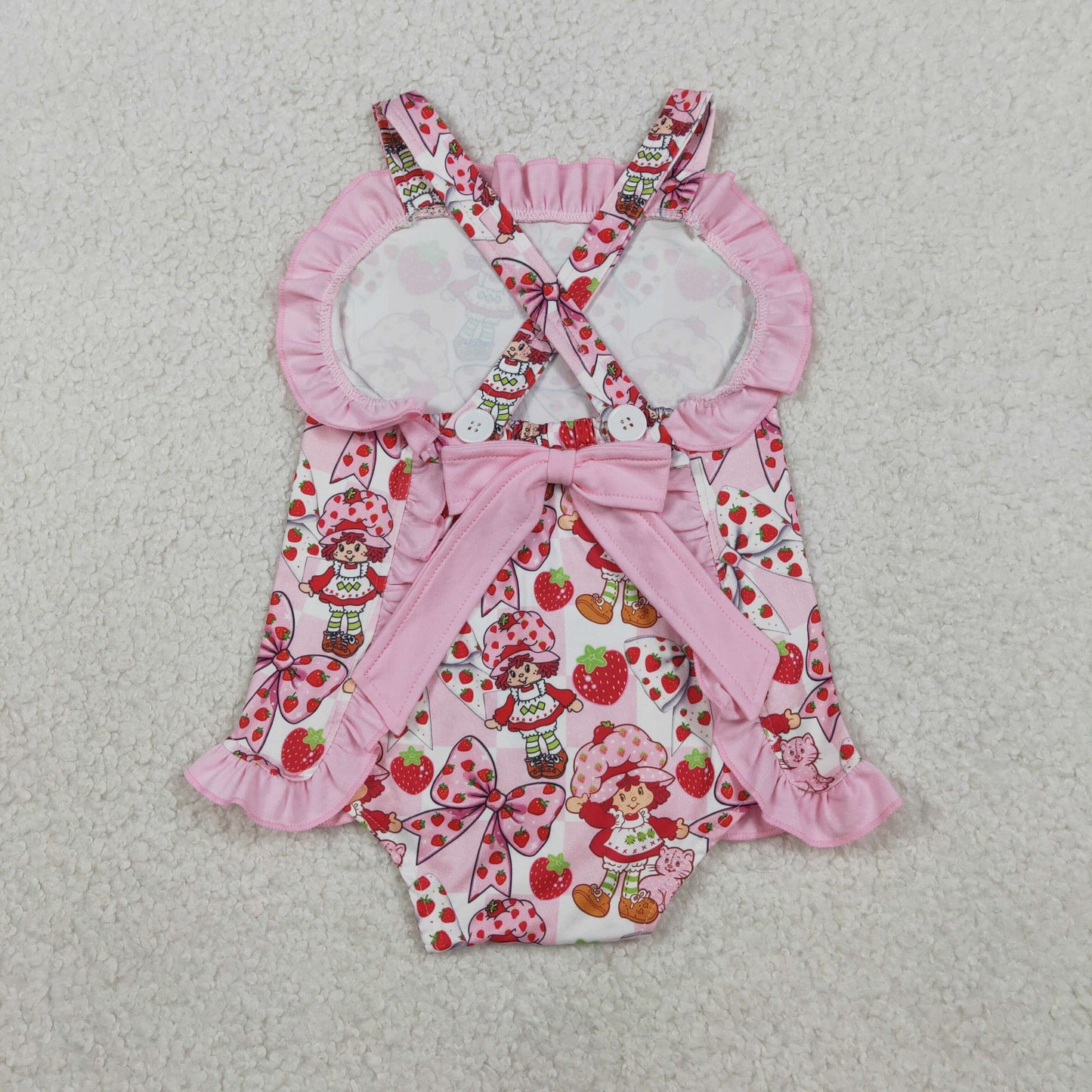 SR3885 strawberry bubble romper baby girl clothes