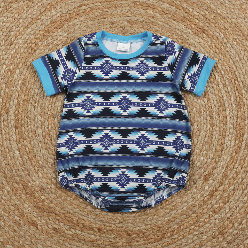 SR3709 short sleeve aztec bubble romper infant clothes
