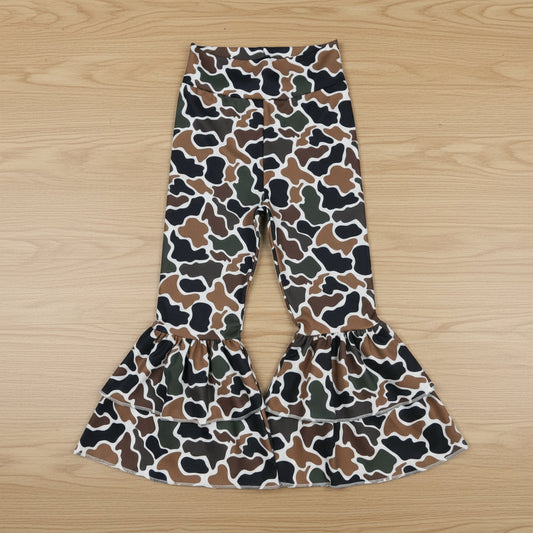 ruffle athletic camo bell bottom pants