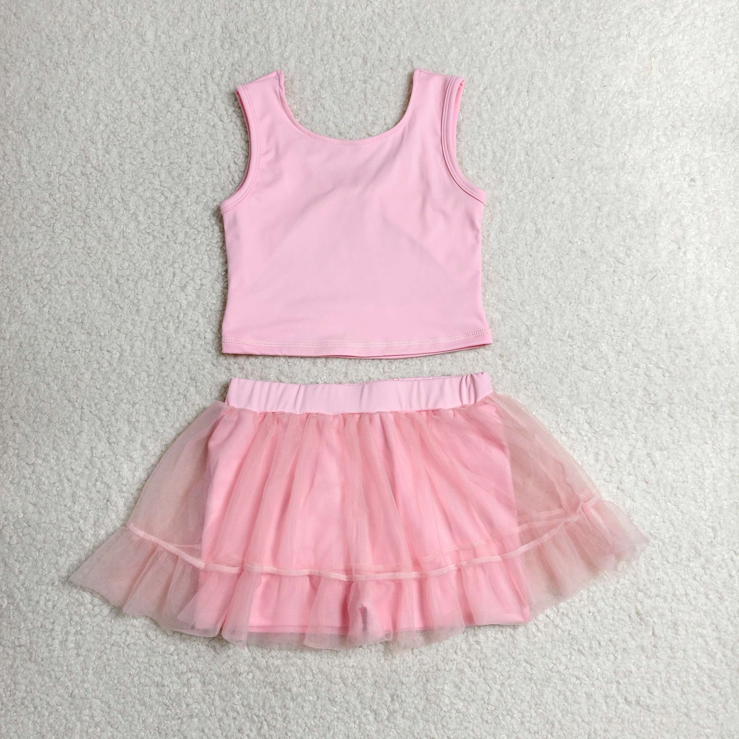pink tutu athletic shorts outfit girls clothes