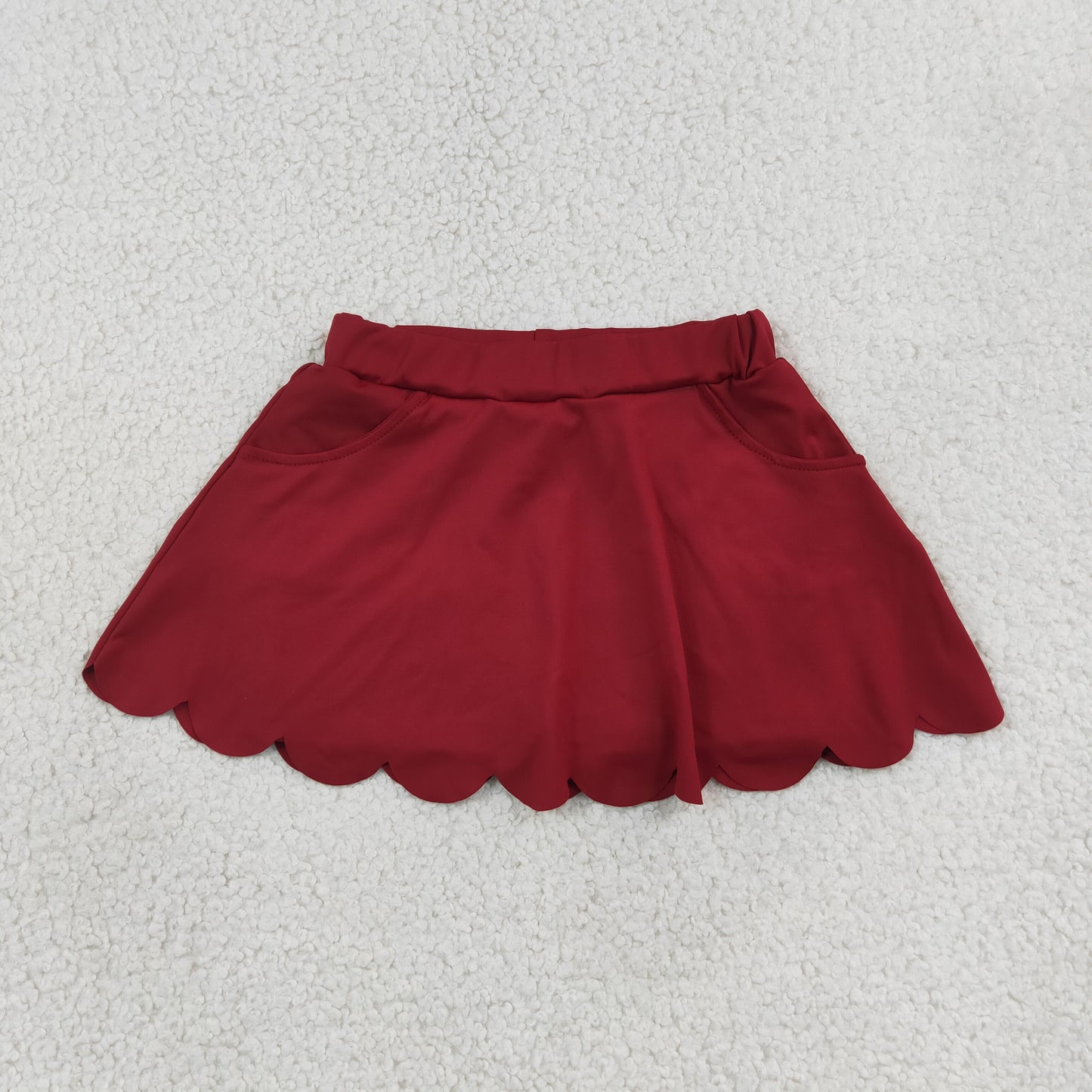 solid maroon athletic scallop skort girl skirt
