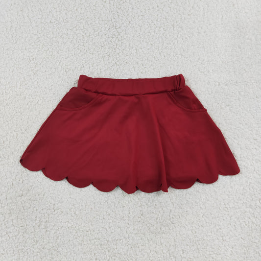 solid maroon athletic scallop skort girl skirt